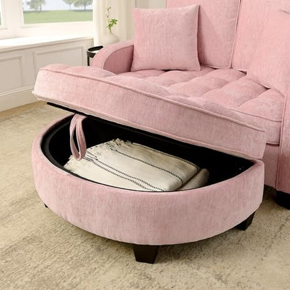 Chenille Tufted Loveseat Sofa and Ottoman Set, view 7