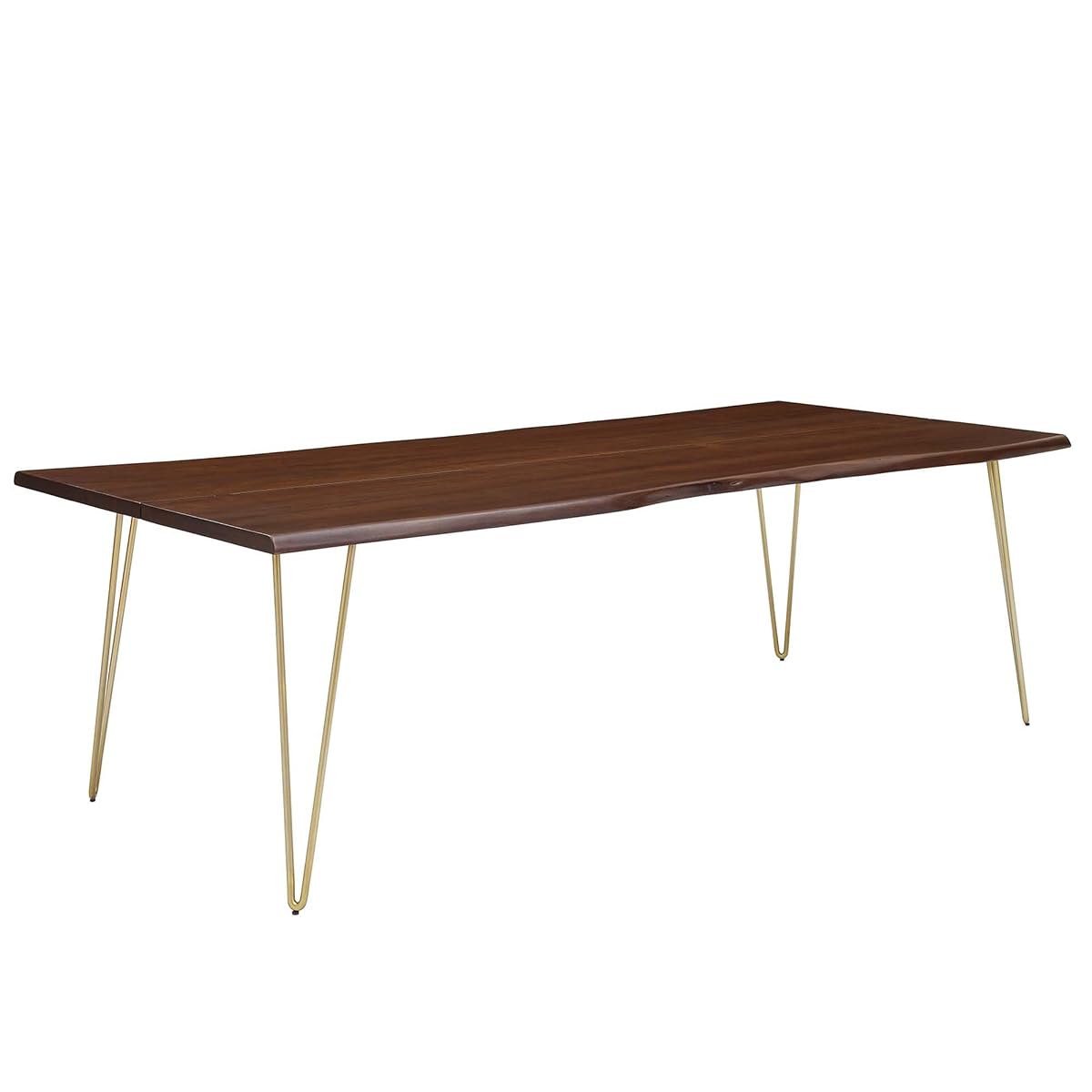 Ardor Dining Table 96 Inch Live Edge Acacia Wood Gold Walnut Finish Modern Kitchen Room Entertaining Home Furniture Quality Stylish Elegant Durable Refined Versatile