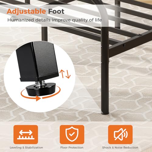 King Heavy Duty Metal Bed Frame with 11.9" Storage, Black, view 6