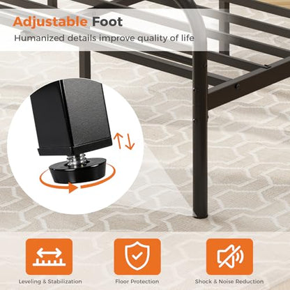 King Heavy Duty Metal Bed Frame with 11.9" Storage, Black, view 6