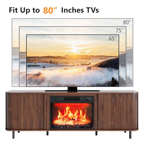 70" Fluted Fireplace TV Stand for 80" TVs, view 6