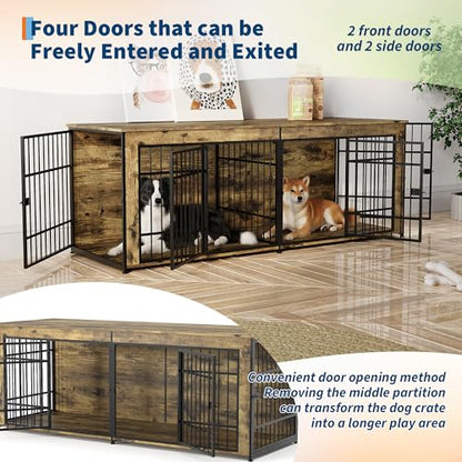 78.7" Heavy Duty Dog Crate Furniture, Dog Cage Furniture with Divider, view 4