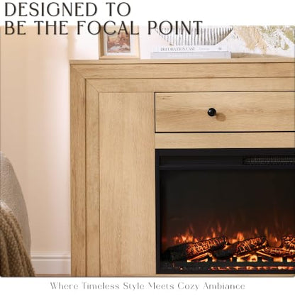60" Electric Fireplace with Mantel,TV Stand with 36" Electric Fireplace, view 4