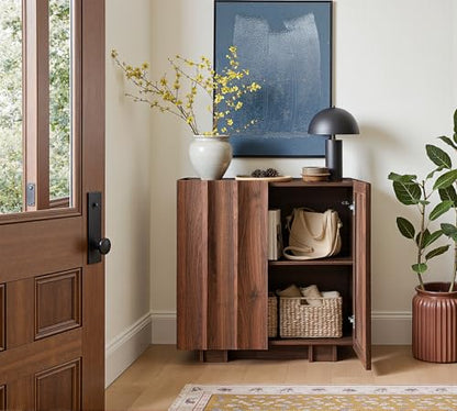 30.8" Fluted Sideboard Buffet Cabinet with Storage, Walnut, view 5