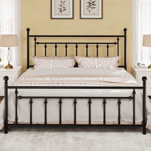 14" King Size Metal Platform Bed Frame/Victorian Headboard and Footboard/Steel, view 2