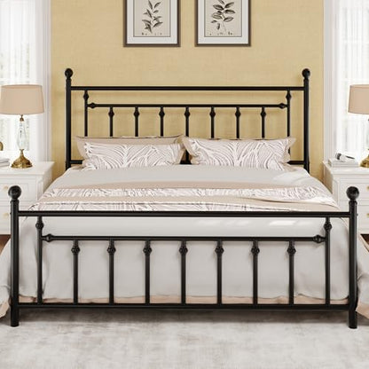 14" King Size Metal Platform Bed Frame/Victorian Headboard and Footboard/Steel, view 2