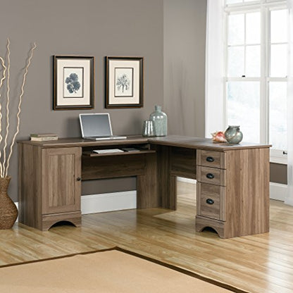 Harbor View Computer Desk, 66.14"D x 66.14"W x 30.28"H, Salt Oak finish