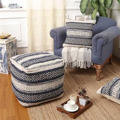 · REDEARTH · Pouf Ottoman with Filler Textured Storage Cube Bean Bag Pouffe, view 3