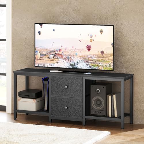TV Stand for TVs up to 55", Entertainment Center with 2 Fabric Drawer, view 5