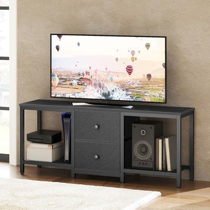 TV Stand for TVs up to 55", Entertainment Center with 2 Fabric Drawer, view 5