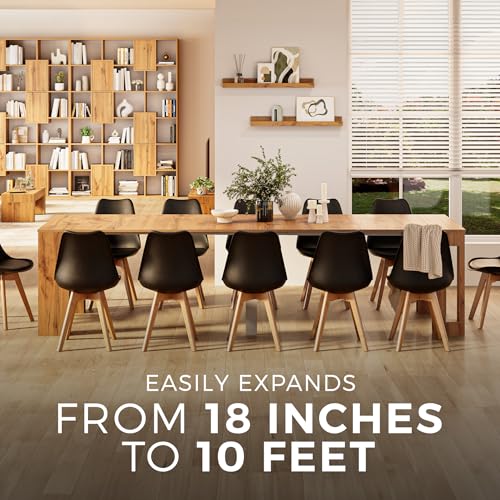 Easy, Extendable Console Table with Extension Leaves Holder, 17.7(120.1) x35.4 in, Rustic Oak, for 4-12 People, Space Saving Dining Table for Entrance, Living Room, Italian Furniture