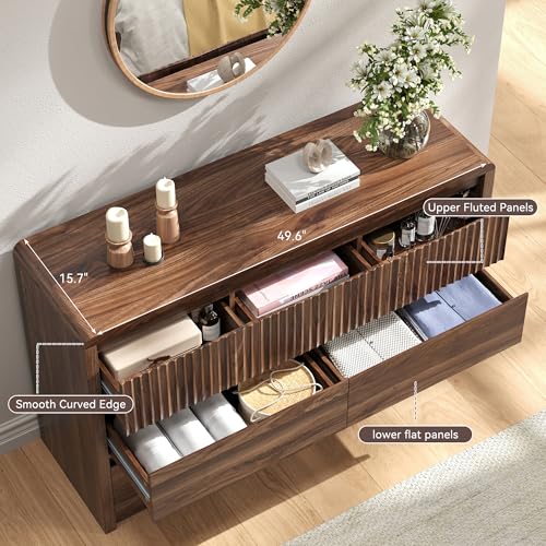 Fluted 7 Drawer Dresser for Bedroom, view 4