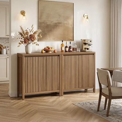 Sideboard Buffet Cabinet with Storage, Fluted Credenza Buffet Table, view 4