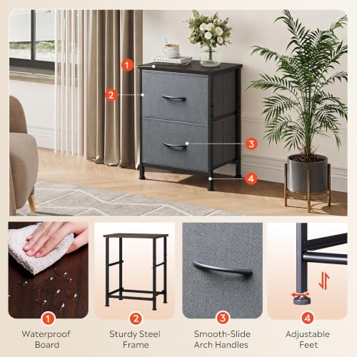 Nightstand, 2 Drawer Dresser for Bedroom, Small Dresser with 2 Drawers, view 7