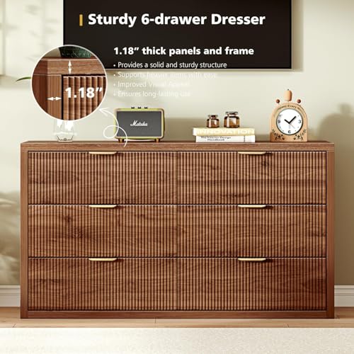 55.12" Modern Chest of Drawer, 6 Deep Drawers, Clothes Organizer, view 8