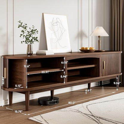 Mid Century TV Stand for TVs up to 90 Inches, Entertainment Center with Storage, view 3