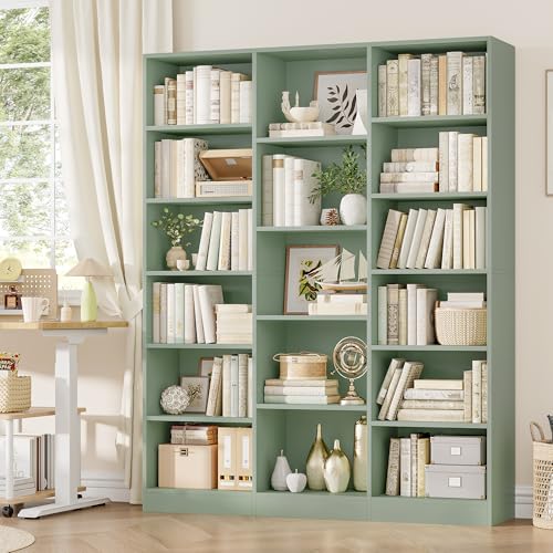 Triple Wide Bookshelf, Large Bookshelf with 17 Display Shelves, view 5