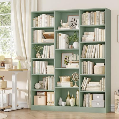 Triple Wide Bookshelf, Large Bookshelf with 17 Display Shelves, view 5