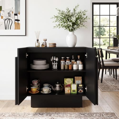 Black Sideboard Buffet Cabinet with Storage, view 7