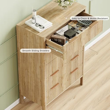 Fluted Oak 5 Drawer Dresser, view 5