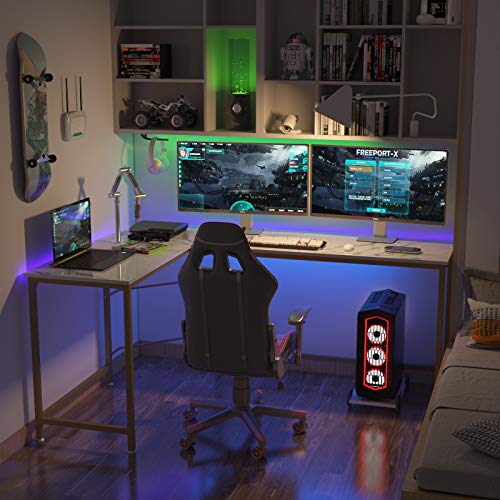 Reversible L Shaped Desk White, 66.1" Corner Gaming Computer Desk, view 7