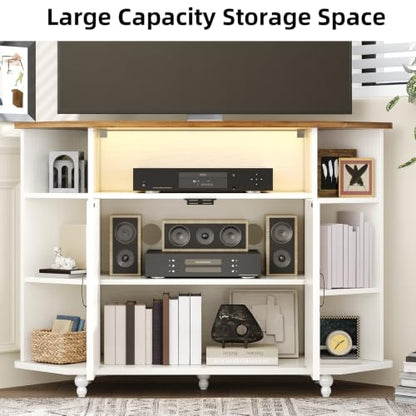 45" Corner TV Stand for 55-Inch TVs with Storage, White, view 7