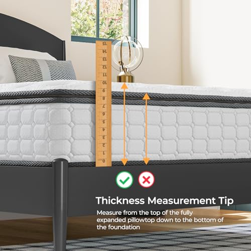 10 Inch Twin Mattress, Hybrid Mattress in a Box, White, view 6