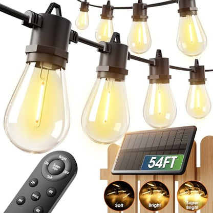 54FT Solar String Lights Outdoor Waterproof with USB Charging & Remote Control, view 3