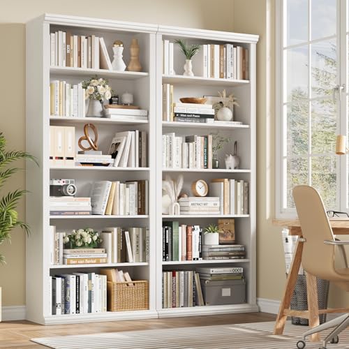 Bookcase and Bookshelves, 28" W Tall Bookshelf with Elegant Design, 6 Tiers Spacious Book Storage, Freestanding Book Organizer, Display Library Shelf for Home Office, Living Room & Study Room