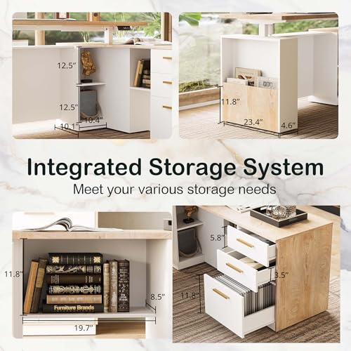 L Shaped Standing Desk with File Drawers, 1.18" One Piece Desktop, view 5
