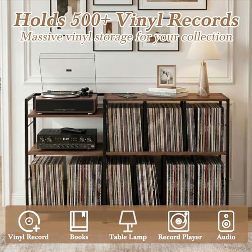Vinyl Record Player Stand, Walnut, view 6