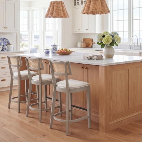 SAFAVIEH Home Collection Galway Grey/Natural 27-inch Seat Height Counter Stool for Kitchen Island Breakfast Nook
