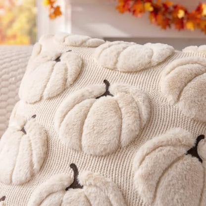 Fall Pillow Covers Pumpkin Fall Decor 18x18 Set of 2 Beige, view 4