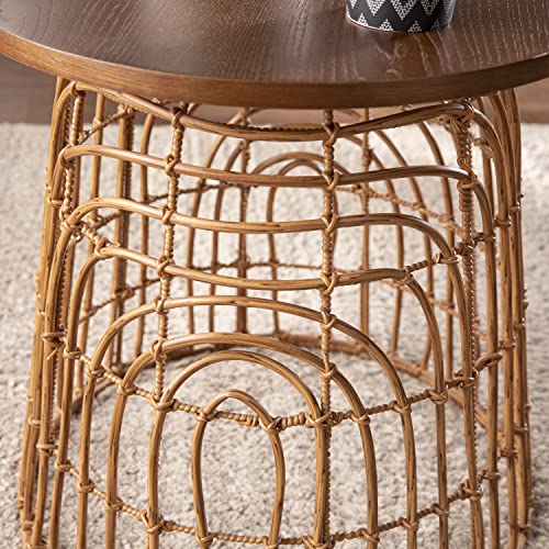 Weaverdon Round Accent Table - Transitional Design, Natural Rattan - Fully Assembled - Ideal for Living Room, Bedroom (OC1153706)