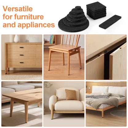 Felt Furniture Pads 300 Pieces, Furniture Pads for Hardwood Floors, Felt Pads for Chair Legs Furniture, Floor Protectors for Furniture Black