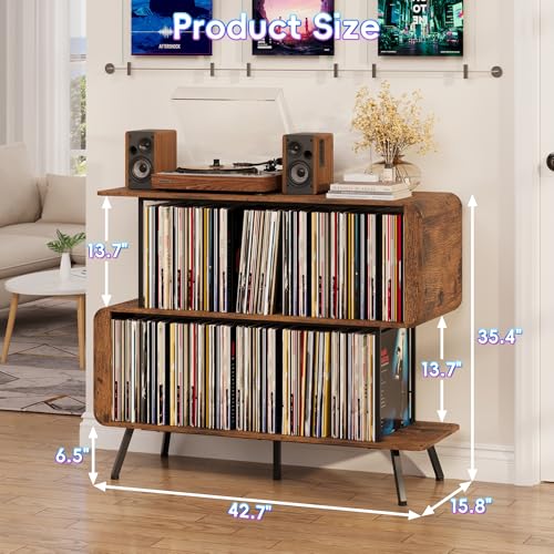 Record Player Stand with Vinyl Record Storage - 3-Tier Record Player Table, view 3
