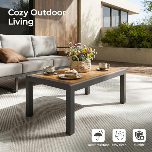 Aluminum Outdoor Patio Furniture Set with Table,7 Seat,Dark Gray | Rustproof,High weight capacity,Water-repellent,Washable Cover,All-Weather Resistant,Easy clean,for Poolside Backyard Deck