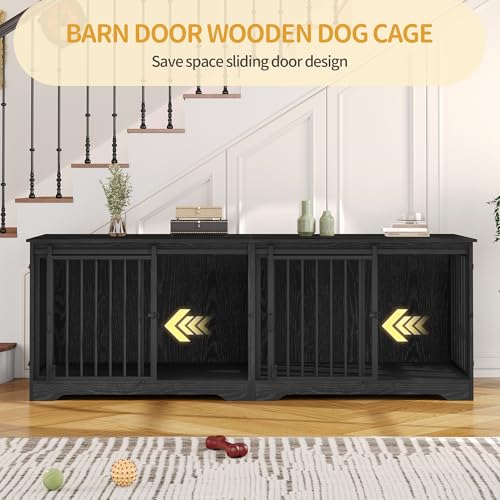 77.6" Double Dog Crate Furniture, Dog Crates for 2 Dogs, view 4
