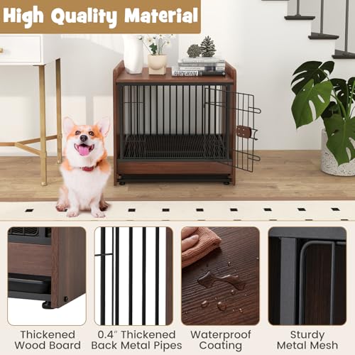 Dog Crate Furniture, Industrial Style Dog Crate with Lockable Door, view 7