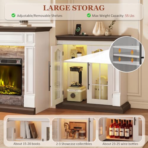 104" Fireplace TV Stand, Adjustable Flame Color, view 7