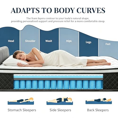 Queen Mattress, 12 Inch Queen Size Mattress in a Box, Pocketed Coils, view 5