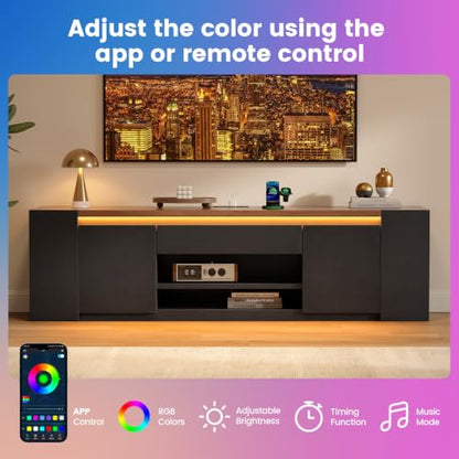 71" Modern LED TV Stand, Multi-Tier Storage TV Stand with Storage, view 4