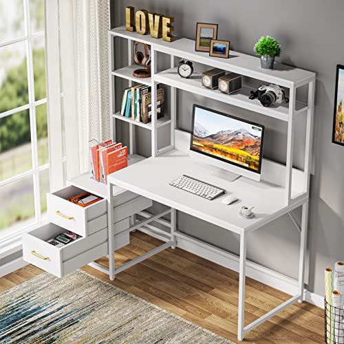 Tribesigns 55 Inch Computer Desk with 2 Drawers and Storage Shelves, view 5