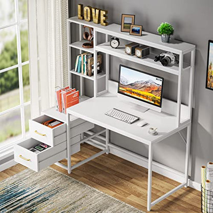 Tribesigns 55 Inch Computer Desk with 2 Drawers and Storage Shelves, view 5