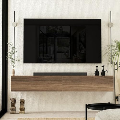 Walnut Floating TV Stand for 65–80 Inch TV, view 8