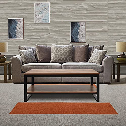 Wood Coffee Table with Storage Shelf 41.7in Industrial Table for Living Room, Brown