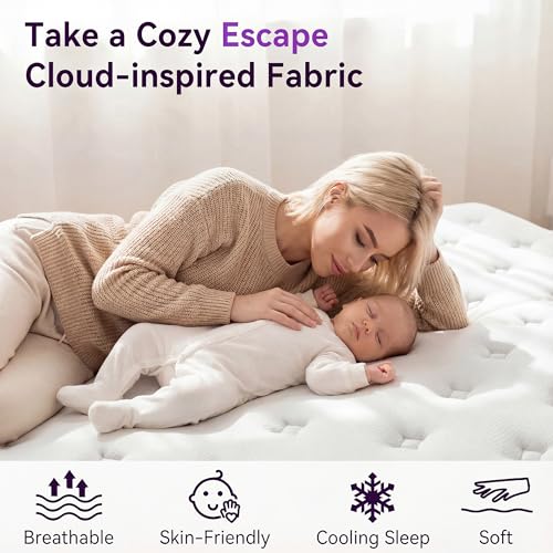 12 Inch Queen Size Hybrid Mattress in a Box, CertiPUR-US Certified Mattress with Gel Memory Foam and Pocket Springs,Pressure Relief &Medium Firm,100-Night Trial
