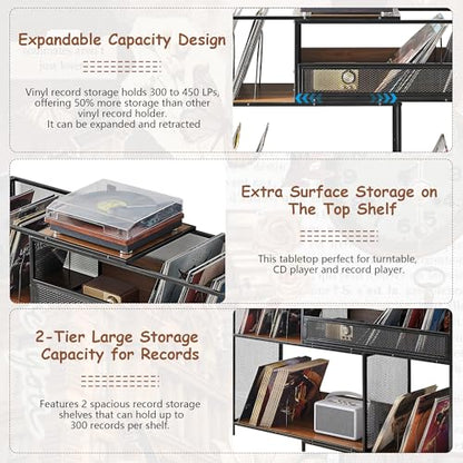 Record Player Stand with Vinyl Storage Cabinet, view 7