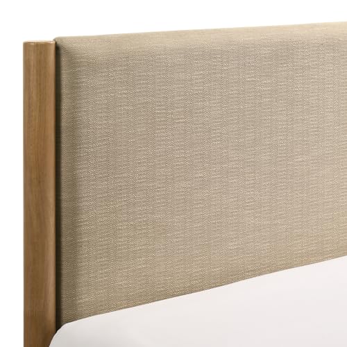Vichy 3-Piece Rubberwood Bedroom Set, Platform Bed with Two Nightstands, Queen, Textured Polyester