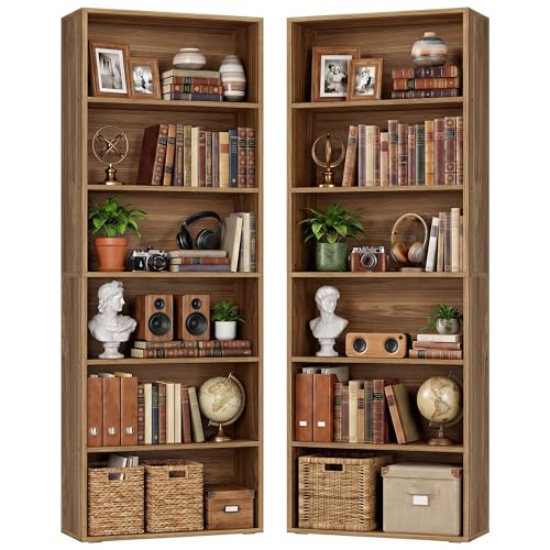 Bookshelf and Bookcases 70" Tall, 6 Tiers Display Storage Shelves, view 2